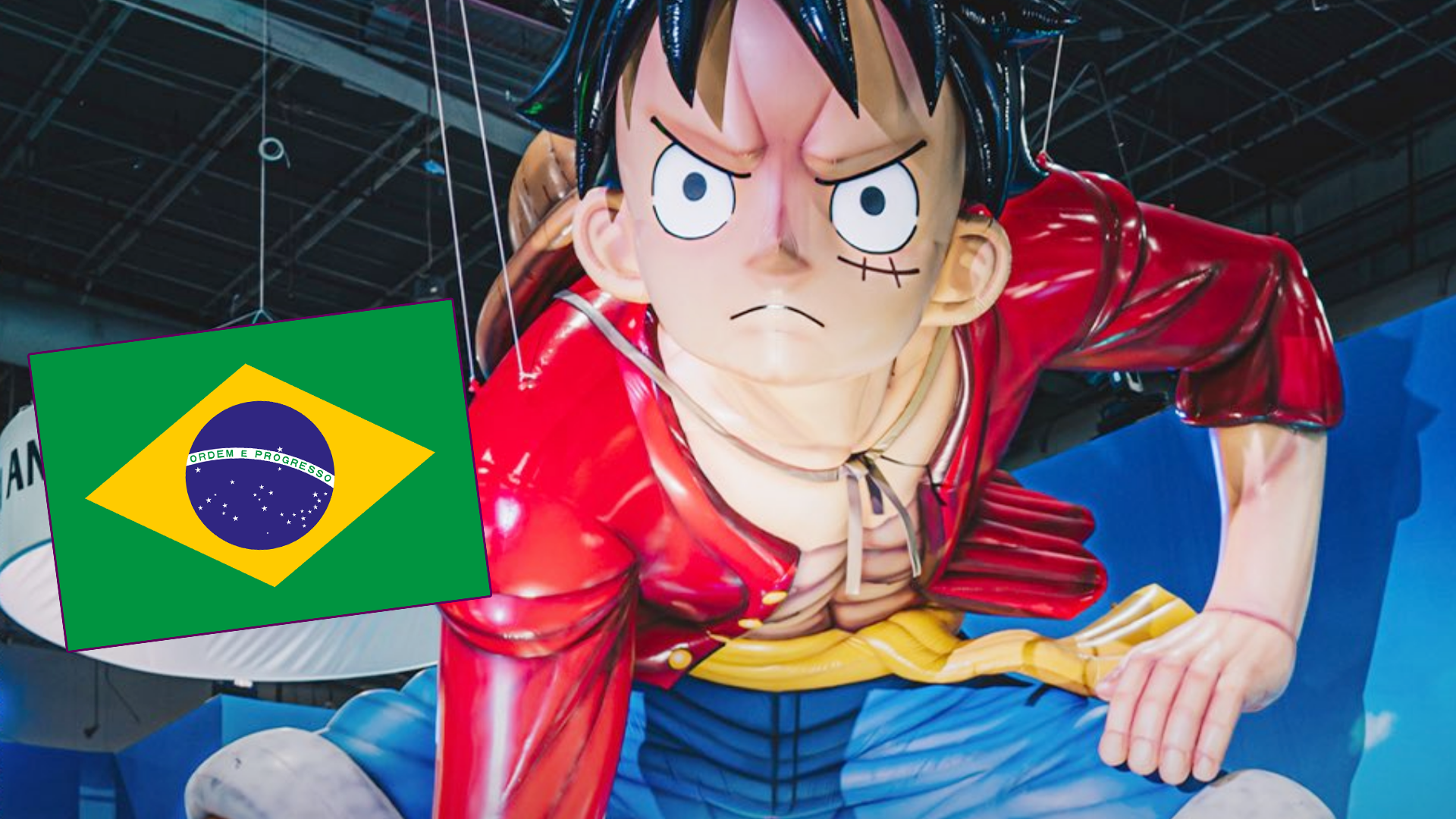 Luffy gigante em exposição de One Piece no Brasil