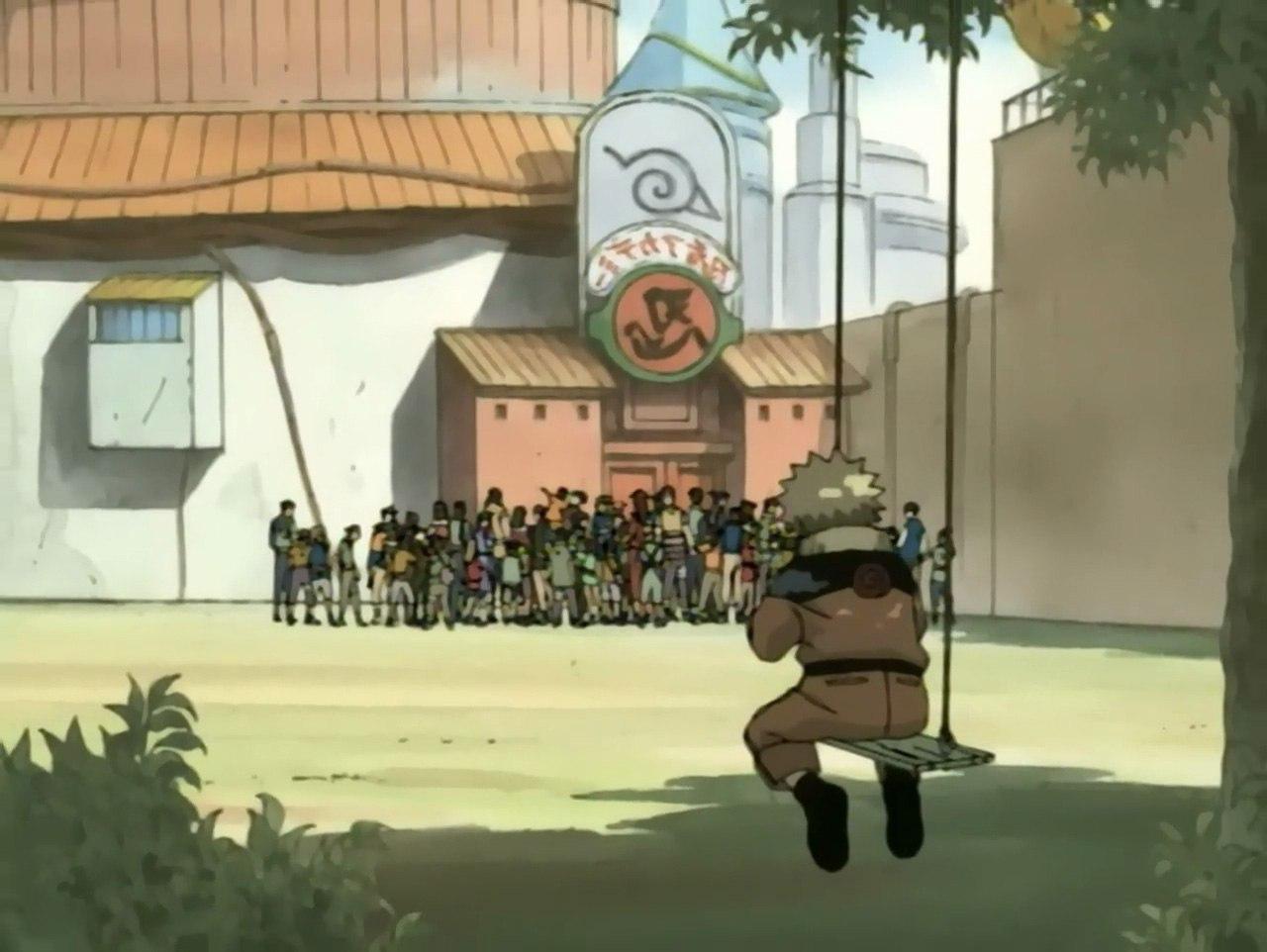 Naruto criança em frente ao Ichiraku Ramen