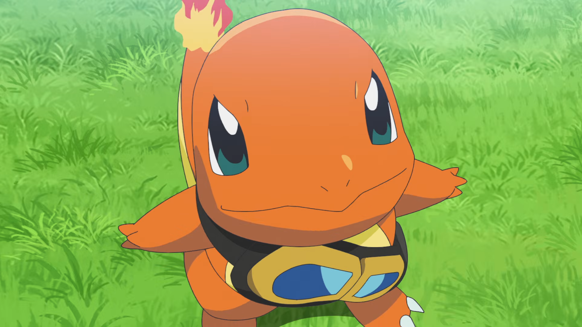 Charmander usando os óculos de Friede em Pokémon Horizons